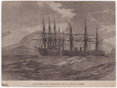 Collision between H.M. S. Northumberland and H.M.S. Hercules at Madeira